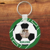 Gepersonaliseerd Voetbal- en veldfotosjabloon Sleutelhanger (Achterkant)