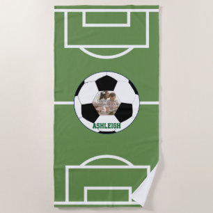 Gepersonaliseerd Voetbal- en veldfotosjabloon Strandlaken