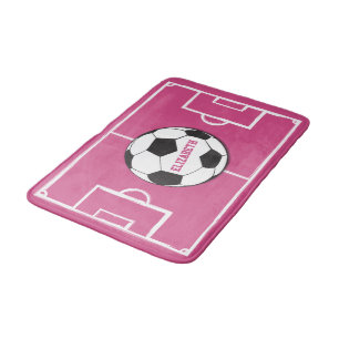 Gepersonaliseerd Voetbal en veldroze Badmat