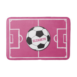 Gepersonaliseerd Voetbal en veldroze Badmat
