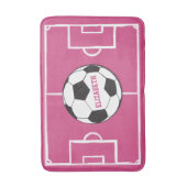 Gepersonaliseerd Voetbal en veldroze Badmat (Voorkant Verticaal)