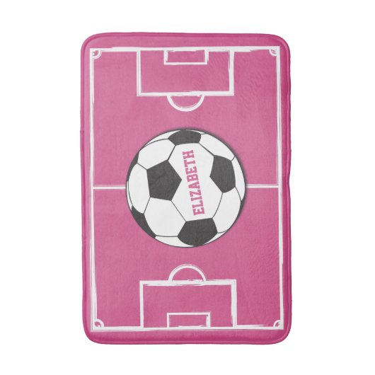 Gepersonaliseerd Voetbal en veldroze Badmat (Voorkant Verticaal)