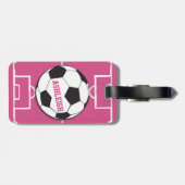 Gepersonaliseerd Voetbal en veldroze Bagagelabel (Achterkant horizontaal)