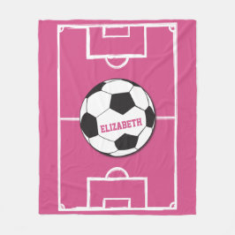 Gepersonaliseerd Voetbal en veldroze Fleece Deken