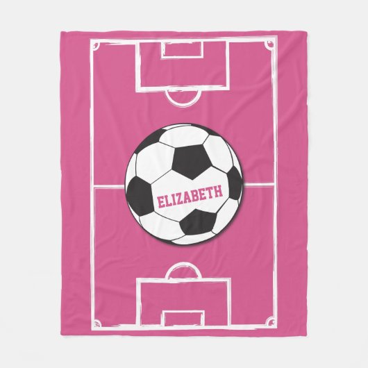 Gepersonaliseerd Voetbal en veldroze Fleece Deken (Voorkant)