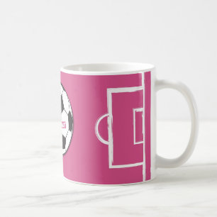 Gepersonaliseerd Voetbal en veldroze Koffiemok