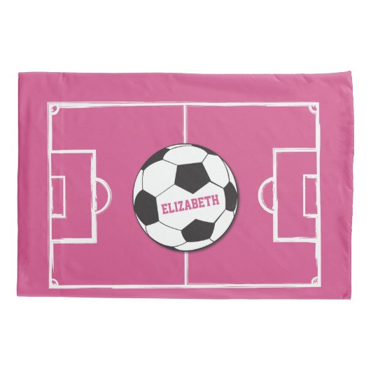 Gepersonaliseerd Voetbal en veldroze Kussensloop (Achterkant)