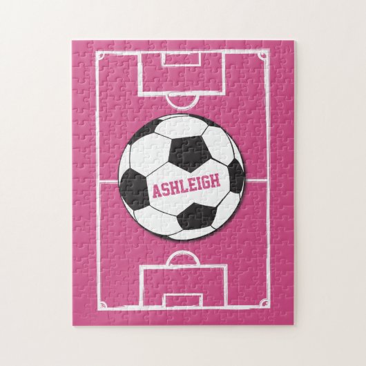 Gepersonaliseerd Voetbal en veldroze Legpuzzel (Verticaal)