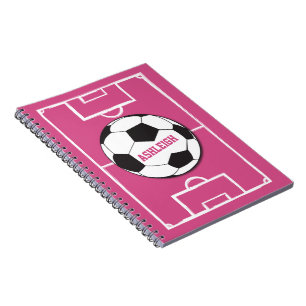 Gepersonaliseerd Voetbal en veldroze Notitieboek