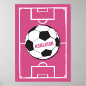 Gepersonaliseerd Voetbal en veldroze Poster (Voorkant)