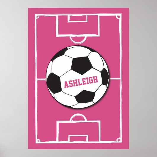 Gepersonaliseerd Voetbal en veldroze Poster (Voorkant)