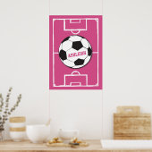Gepersonaliseerd Voetbal en veldroze Poster (Keuken)
