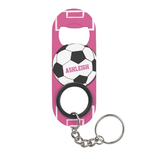 Gepersonaliseerd Voetbal en veldroze Sleutelhanger Flessenopener (Achterkant)