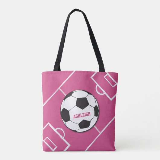 Gepersonaliseerd Voetbal en veldroze Tote Bag (Achterkant)