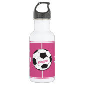Gepersonaliseerd Voetbal en veldroze Waterfles (Voorkant)