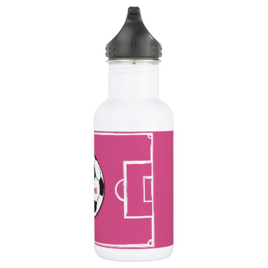 Gepersonaliseerd Voetbal en veldroze Waterfles (Rechts)