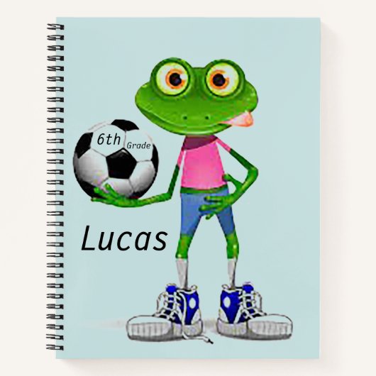 Gepersonaliseerd Voetbal Frog Kind spiraal Notitie Notitieboek (Voorkant)