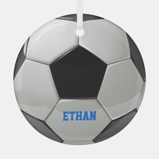 Gepersonaliseerd Voetbal Glas Ornament (Voorkant)