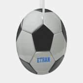 Gepersonaliseerd Voetbal Glas Ornament (Voorkant Rechts)