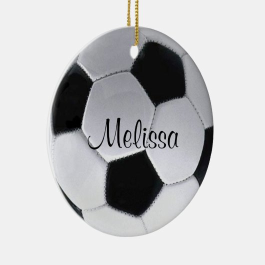 Gepersonaliseerd Voetbal Keramisch Ornament (Rechts)