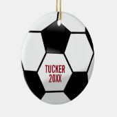 Gepersonaliseerd Voetbal met de Naam en het Aantal Keramisch Ornament (Rechts)