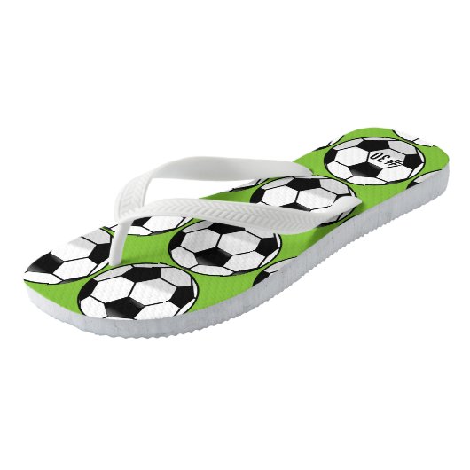Gepersonaliseerd Voetbal met de Naam en het Aantal Teenslippers (Schuin)