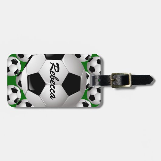 Gepersonaliseerd Voetbal op Football Patroon Bagagelabel (Voorkant horizontaal)