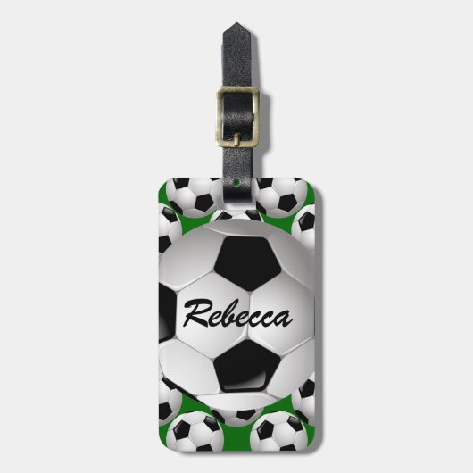 Gepersonaliseerd Voetbal op Football Patroon Bagagelabel (Voorkant verticaal)