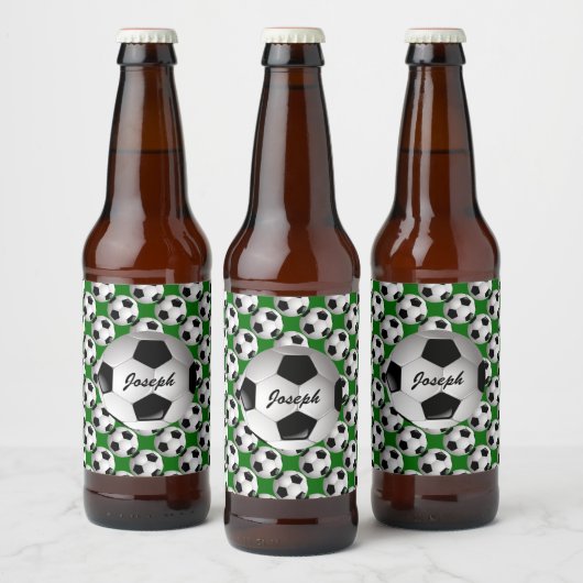 Gepersonaliseerd Voetbal op Football Patroon Bier Etiket (Flessen)