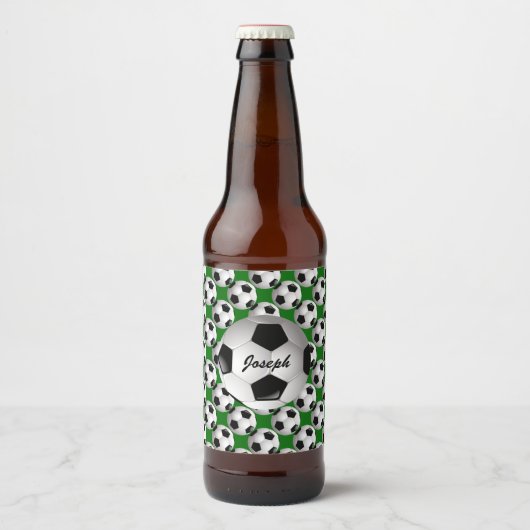 Gepersonaliseerd Voetbal op Football Patroon Bier Etiket (Voorkant)
