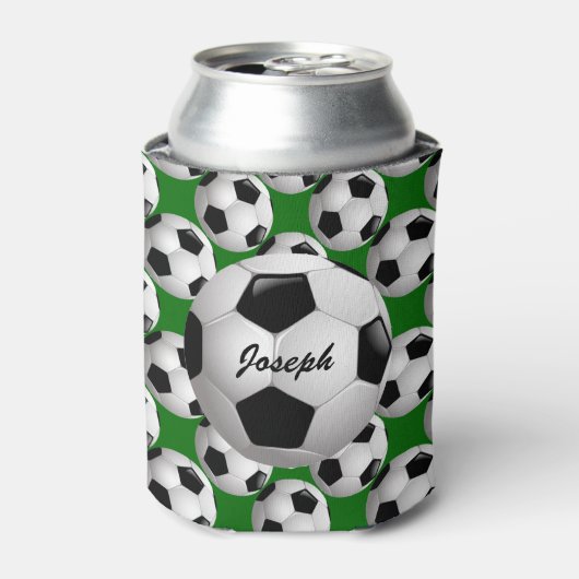 Gepersonaliseerd Voetbal op Football Patroon Blikjeskoeler (Blikje Voorkant)