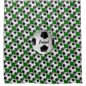 Gepersonaliseerd Voetbal op Football Patroon Douchegordijn (Voorkant)