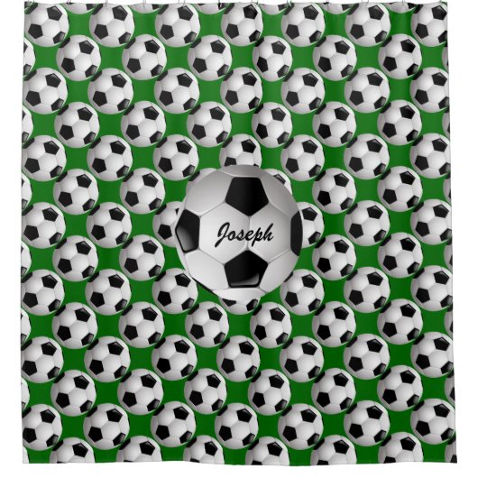 Gepersonaliseerd Voetbal op Football Patroon Douchegordijn (Voorkant)