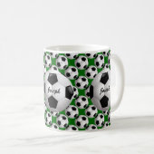 Gepersonaliseerd Voetbal op Football Patroon Koffiemok (Voorkant rechts)