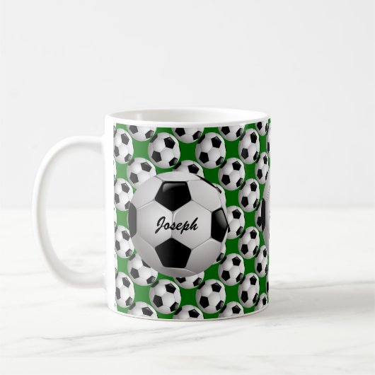Gepersonaliseerd Voetbal op Football Patroon Koffiemok (Links)