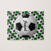 Gepersonaliseerd Voetbal op Football Patroon Legpuzzel (Horizontaal)