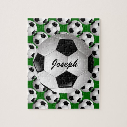 Gepersonaliseerd Voetbal op Football Patroon Legpuzzel (Verticaal)