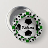 Gepersonaliseerd Voetbal op Football Patroon Ronde Button 7,6 Cm (Voorkant /achterkant)