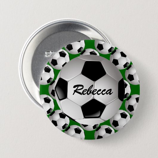 Gepersonaliseerd Voetbal op Football Patroon Ronde Button 7,6 Cm (Voorkant /achterkant)
