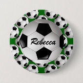 Gepersonaliseerd Voetbal op Football Patroon Ronde Button 7,6 Cm (Voorkant)