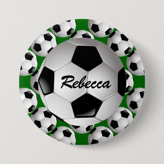 Gepersonaliseerd Voetbal op Football Patroon Ronde Button 7,6 Cm (Voorkant)