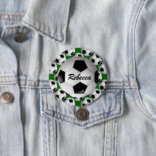 Gepersonaliseerd Voetbal op Football Patroon Ronde Button 7,6 Cm (In situ)