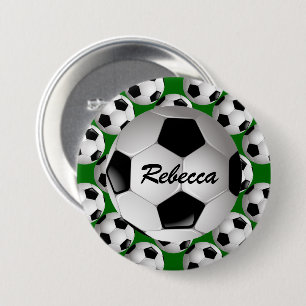 Gepersonaliseerd Voetbal op Football Patroon Ronde Button 7,6 Cm