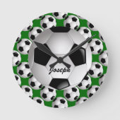 Gepersonaliseerd Voetbal op Football Patroon Ronde Klok (Voorkant)