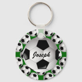 Gepersonaliseerd Voetbal op Football Patroon Sleutelhanger (Voorkant)