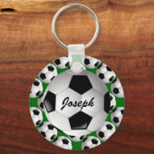 Gepersonaliseerd Voetbal op Football Patroon Sleutelhanger (Achterkant)