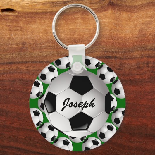Gepersonaliseerd Voetbal op Football Patroon Sleutelhanger (Achterkant)