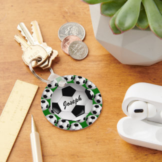 Gepersonaliseerd Voetbal op Football Patroon Sleutelhanger