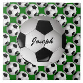 Gepersonaliseerd Voetbal op Football Patroon Tegeltje (Voorkant)