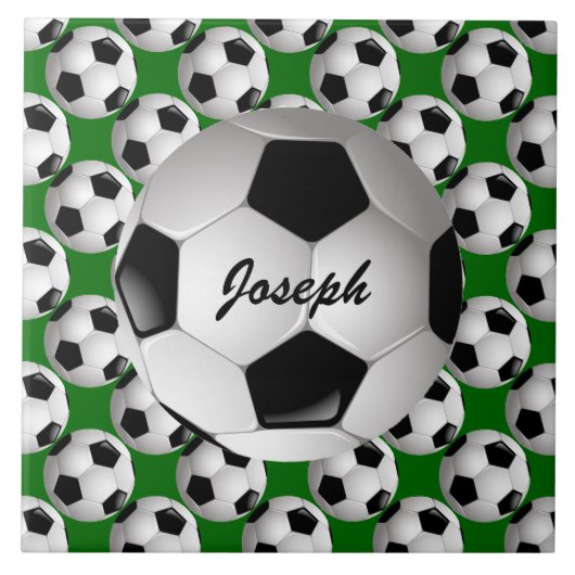 Gepersonaliseerd Voetbal op Football Patroon Tegeltje (Voorkant)